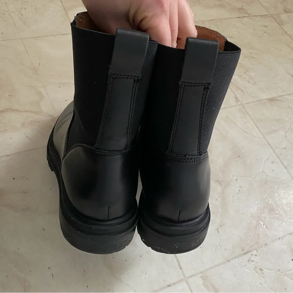 $198 Madewell Bradley Black Leather Chelsea Lugsole Ankle Boots Booties Size 6 - Picture 12 of 15